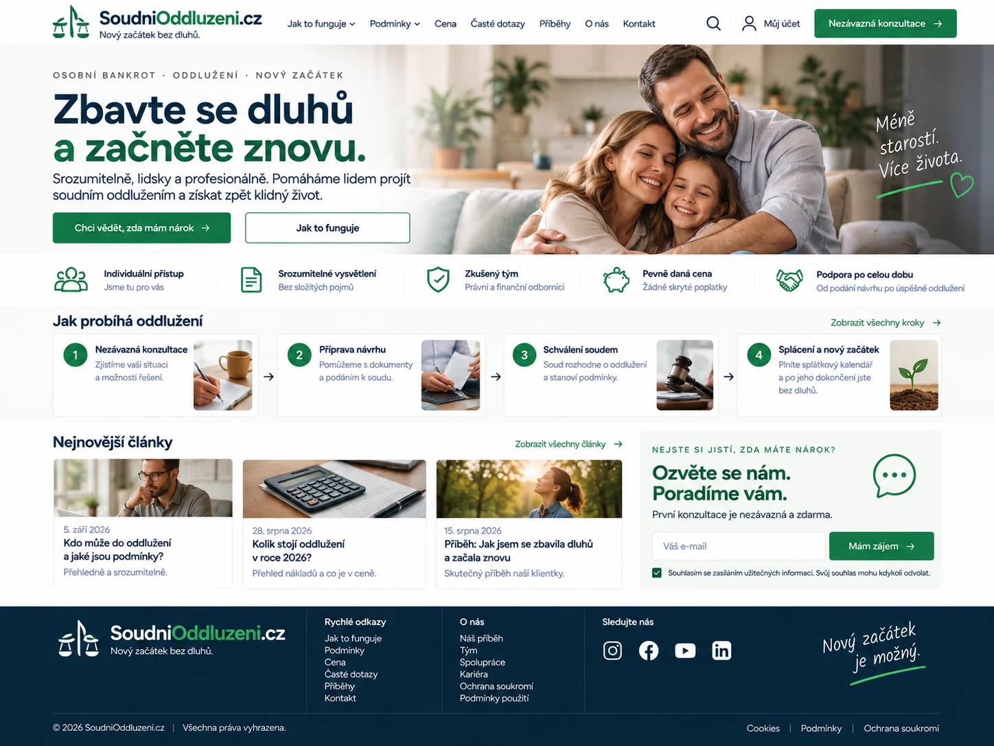 Ilustrační návrh odborného informačního webu o oddlužení